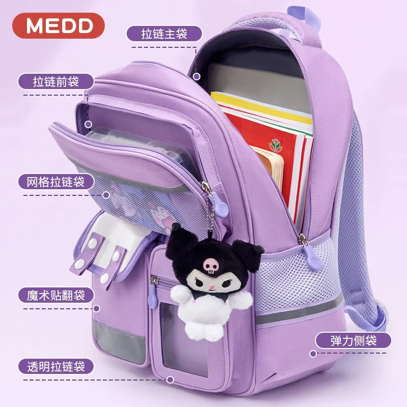 Mochila Escolar Infantil Sanrio Kuromi Anime 1 ao 6 Grau