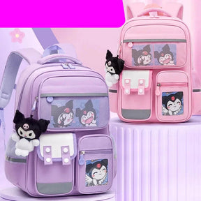 Mochila Escolar Infantil Sanrio Kuromi Anime 1 ao 6 Grau