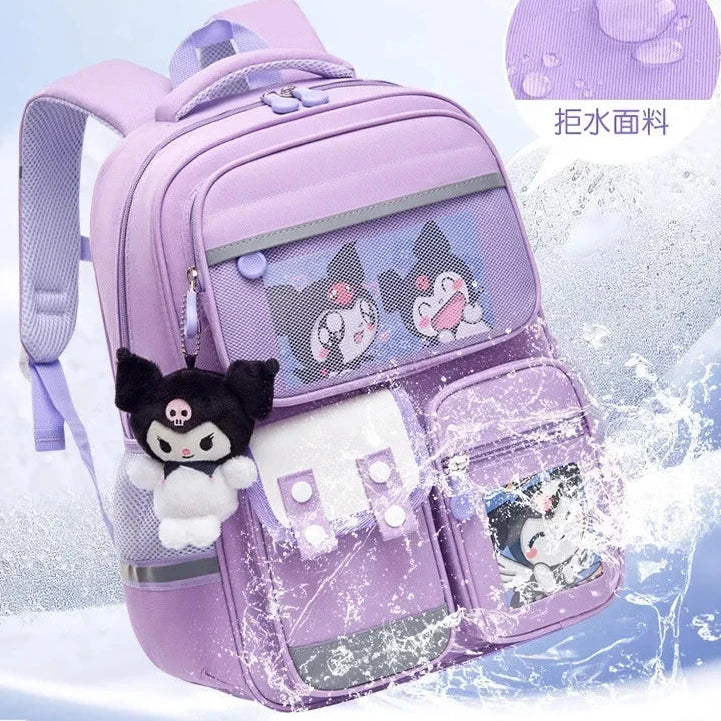 Mochila Escolar Infantil Sanrio Kuromi Anime 1 ao 6 Grau