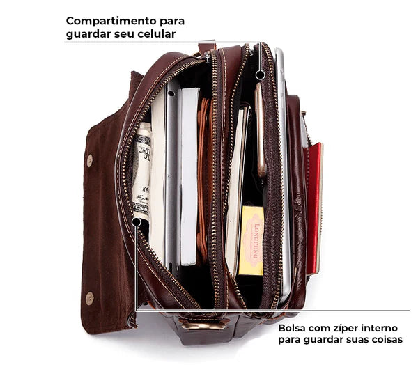 Bolsa Pasta Masculina Business De Couro Legítimo