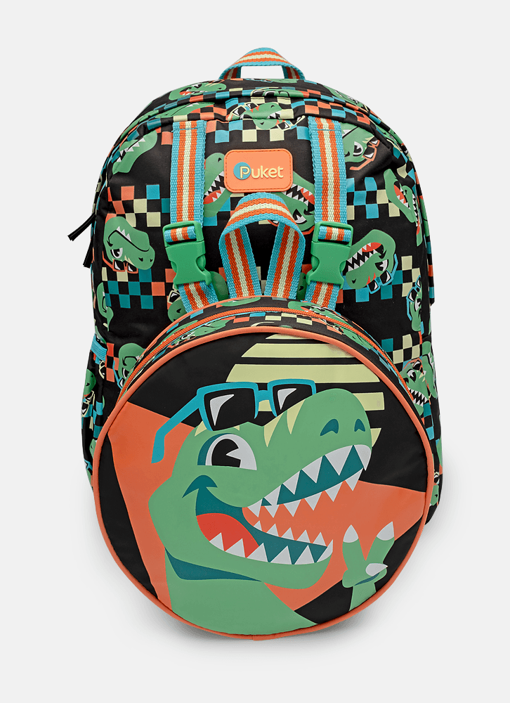 Mochila Escolar com Lancheira Dino Miami - Voltas Aulas Voyage Bag