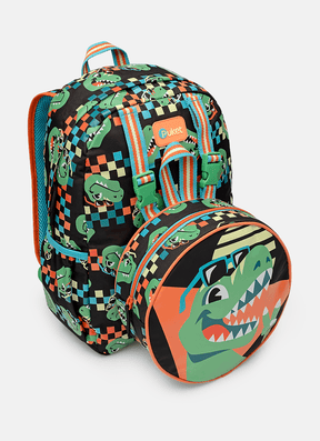 Mochila Escolar com Lancheira Dino Miami - Voltas Aulas Voyage Bag