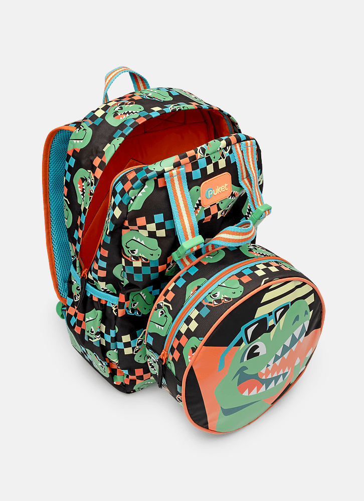 Mochila Escolar com Lancheira Dino Miami - Voltas Aulas Voyage Bag