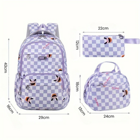 Kit Mochila Escolar Xadrez - Mochila, Lancheira e Estojo - Voltas Aulas Voyage Bag