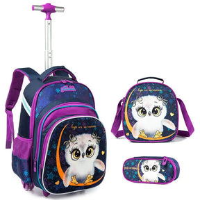 Kit Escolar com Mochila Escolar Infantil de Rodinhas Dupla, Lancheira e Estojo