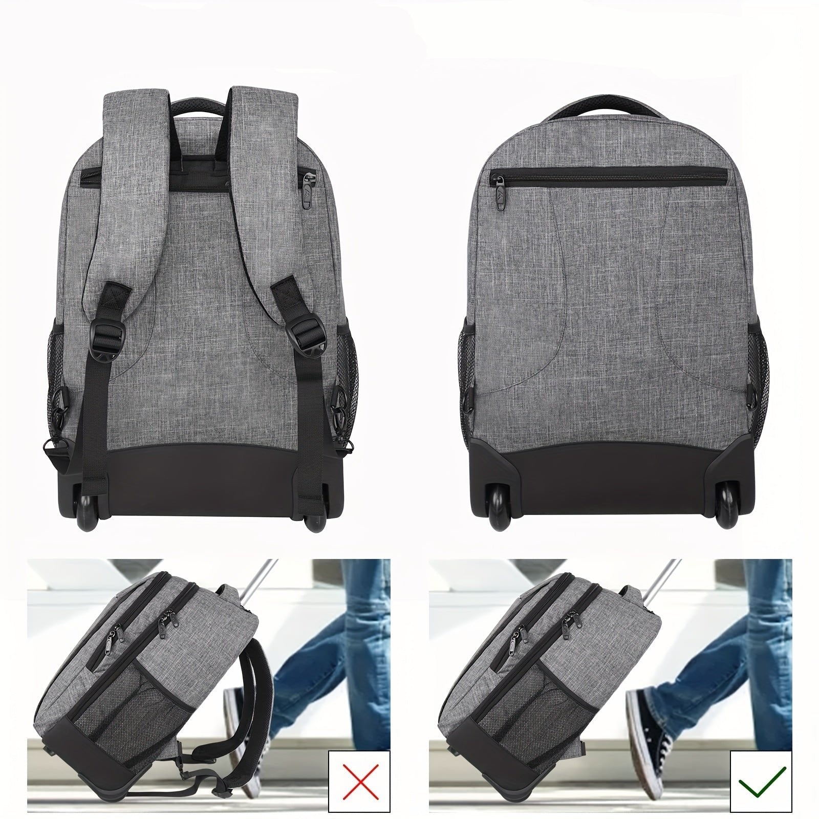 Mochila de Viagem Unissex com Rodas para Laptop - Resistente à Água